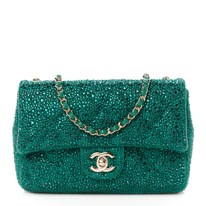 Chanel Lambskin Crystal Diamante Small Flap Green 1 of 12