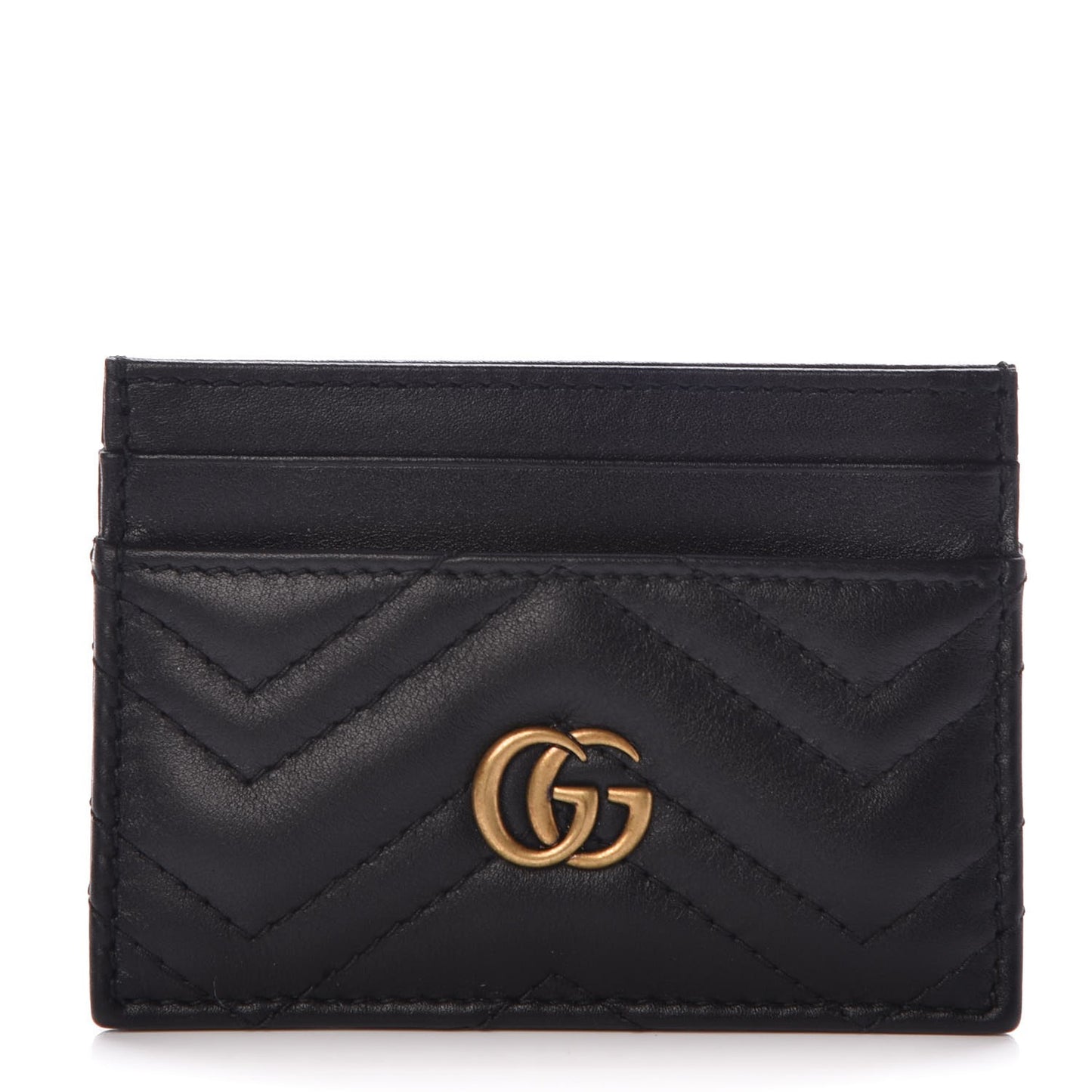 Calfskin Matelasse GG Marmont Card Holder Black