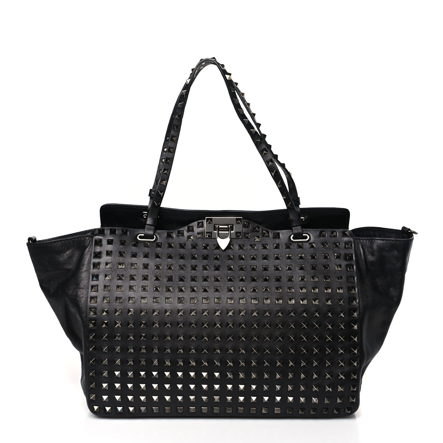 Valentino Garavani Vitello Medium Rockstud All Over Tote Black 1 of 8