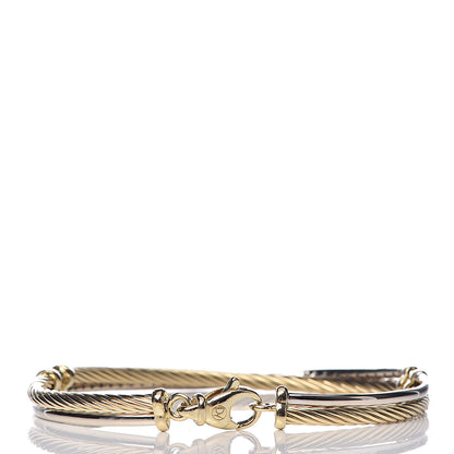 David Yurman 18K White Yellow Gold Diamond Crossover Bracelet 3 of 4