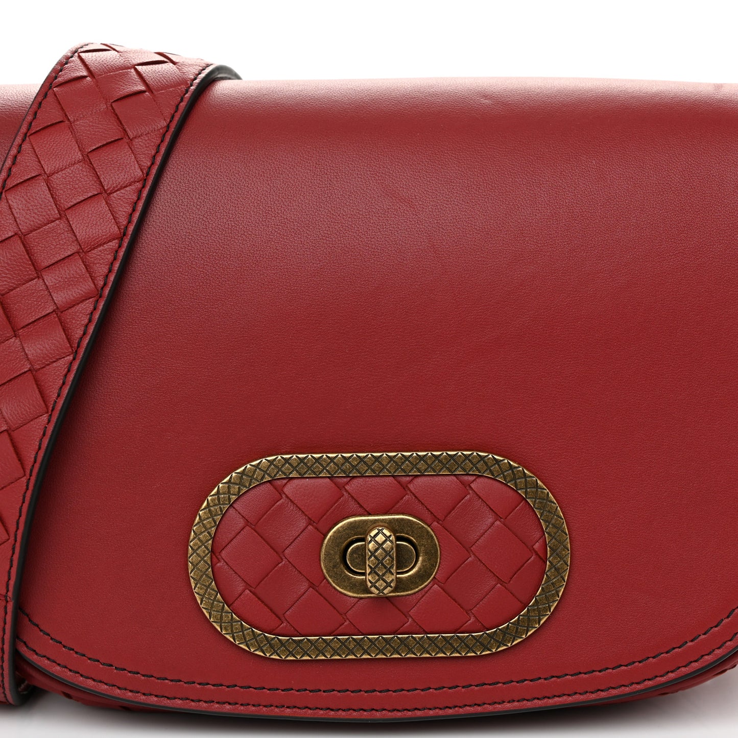 Smooth Nappa Intrecciato BV Luna Crossbody Satchel Baccara Rose