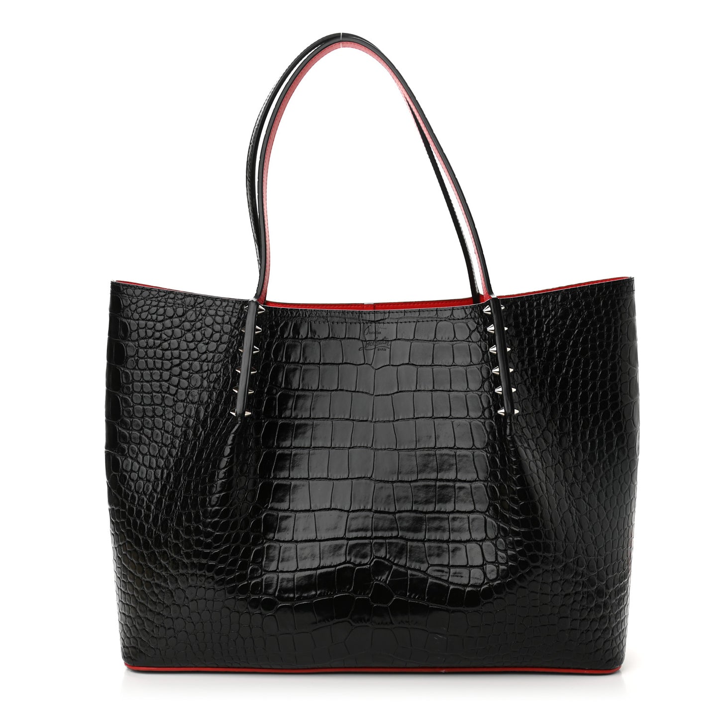 Calfskin Crocodile Embossed Spikes Large Cabarock Black