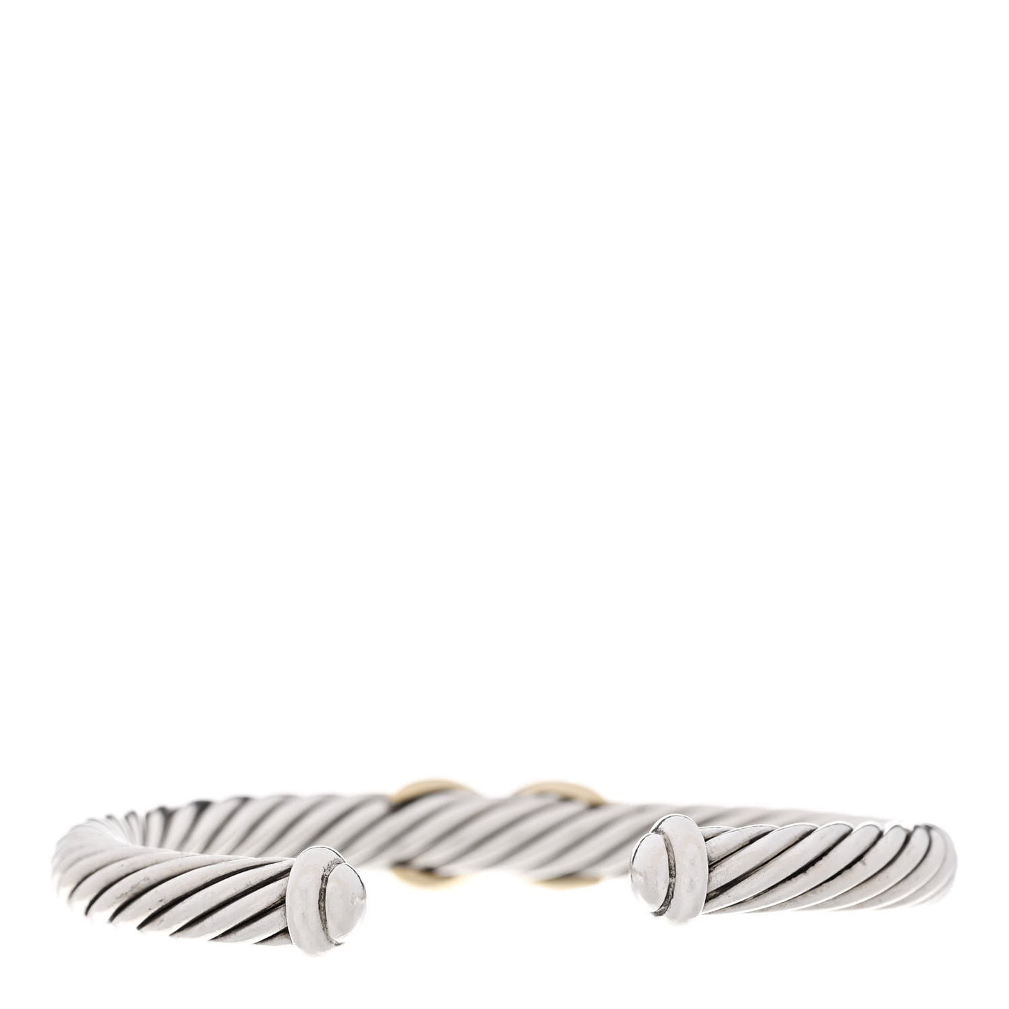 Sterling Silver 14K Yellow Gold 7mm X Station Cable Bracelet