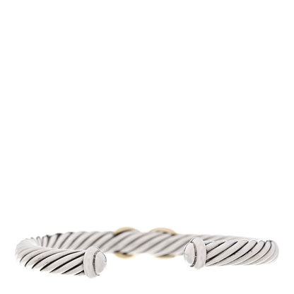 David Yurman Sterling Silver 14K Yellow Gold 7mm X Station Cable Bracelet 2 of 3
