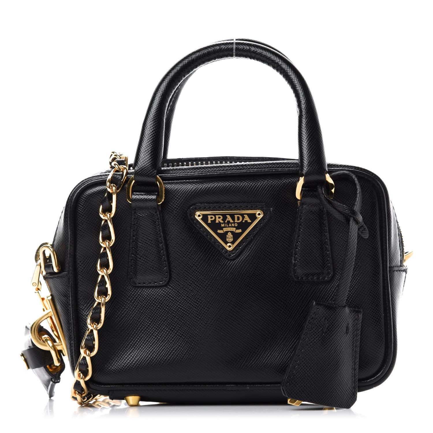 Prada Saffiano Lux Mini Top Handle Crossbody Bag Black 1 of 11