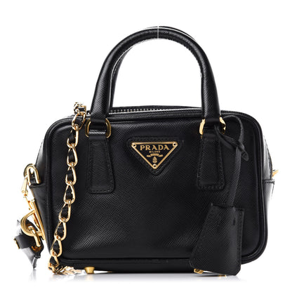 Prada Saffiano Lux Mini Top Handle Crossbody Bag Black 1 of 11