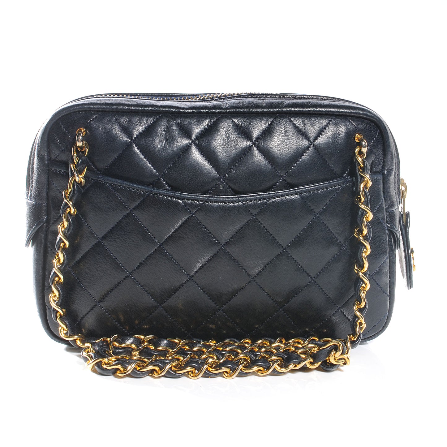 Lambskin Quilted Camera Bag Navy