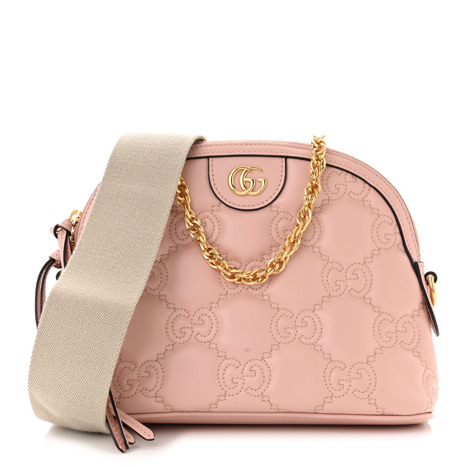 Gucci Calfskin GG Matelasse Small Dome Shoulder Bag Perfect Pink Natural 1 of 11