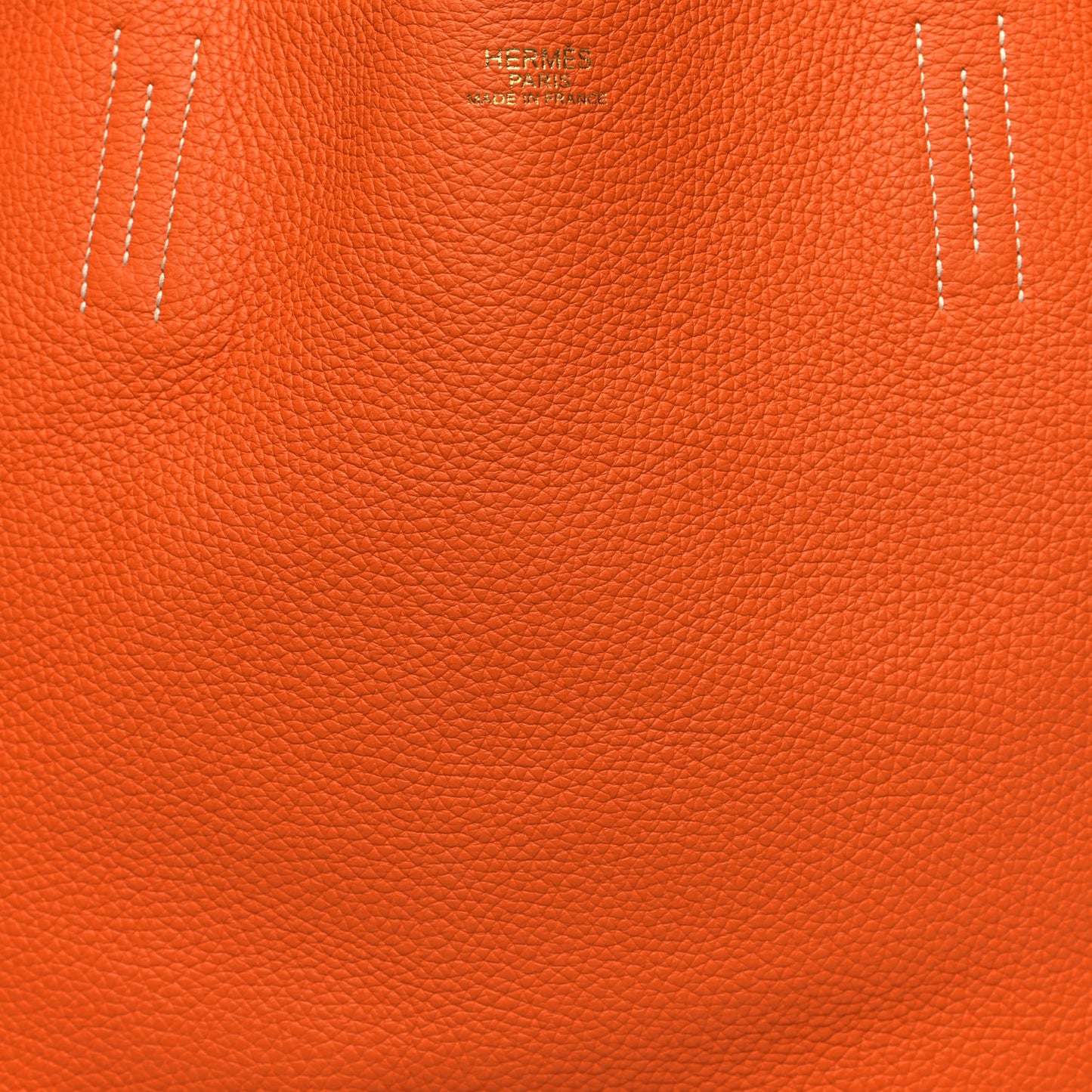 Taurillon Clemence Double Sens 36 Reversible Tote Gris Perle Orange