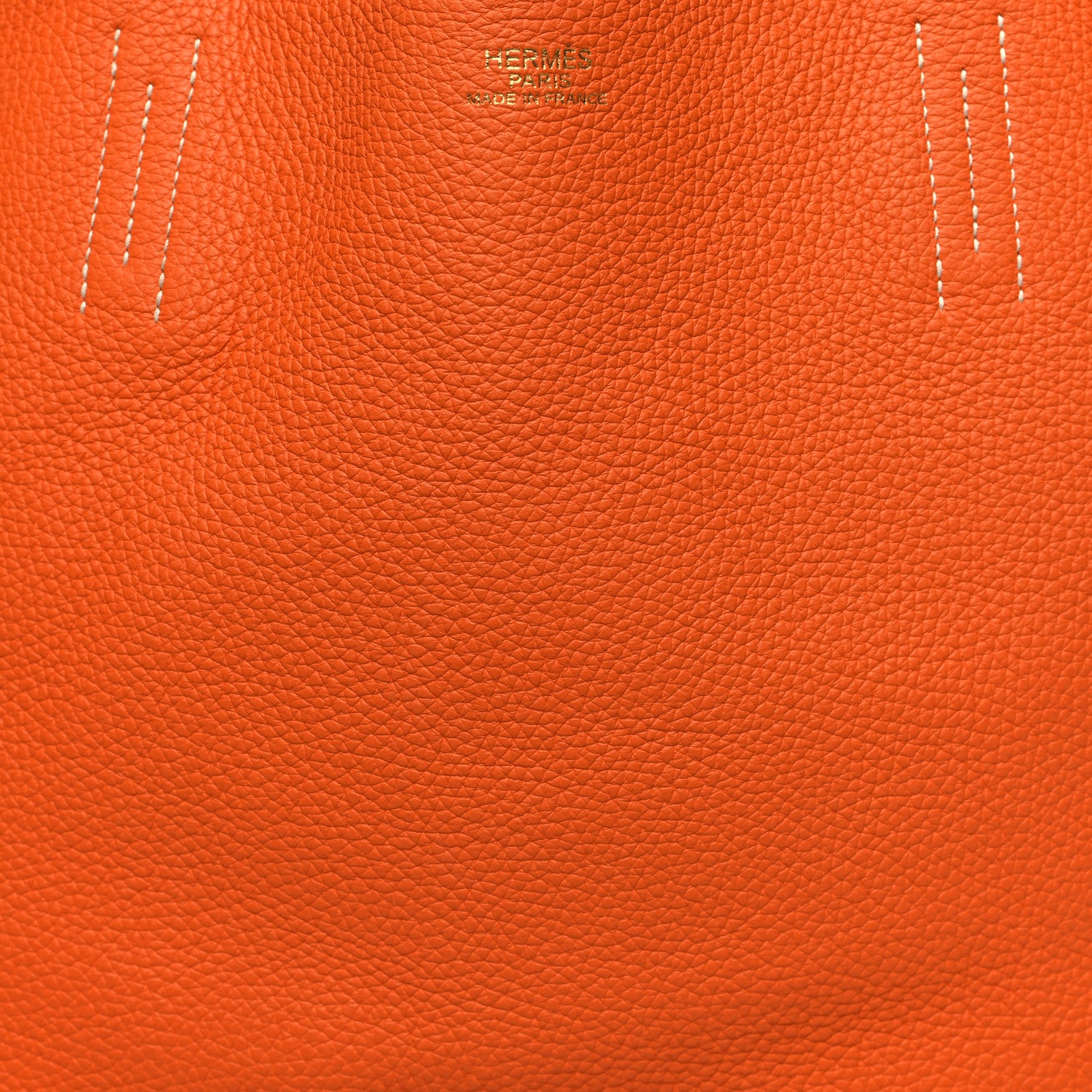 Hermes Taurillon Clemence Double Sens 36 Reversible Tote Gris Perle Orange 7 of 16
