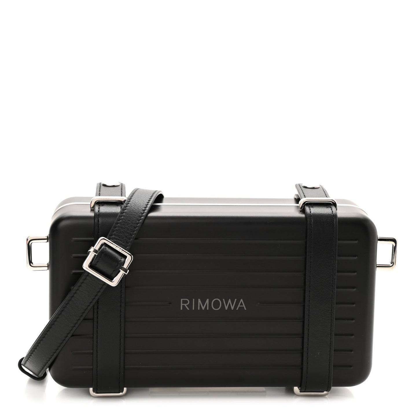 X RIMOWA Aluminum Personal Clutch On Strap Black