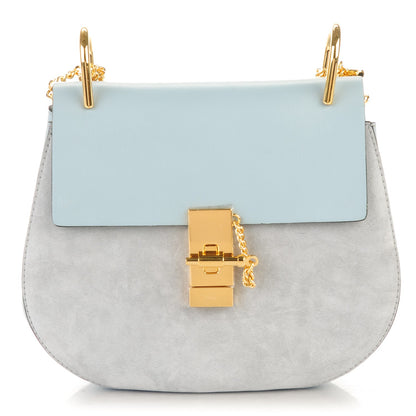 Chloe Suede Smooth Calfskin Drew Shoulder Bag Cloudy Blue 1 of 8
