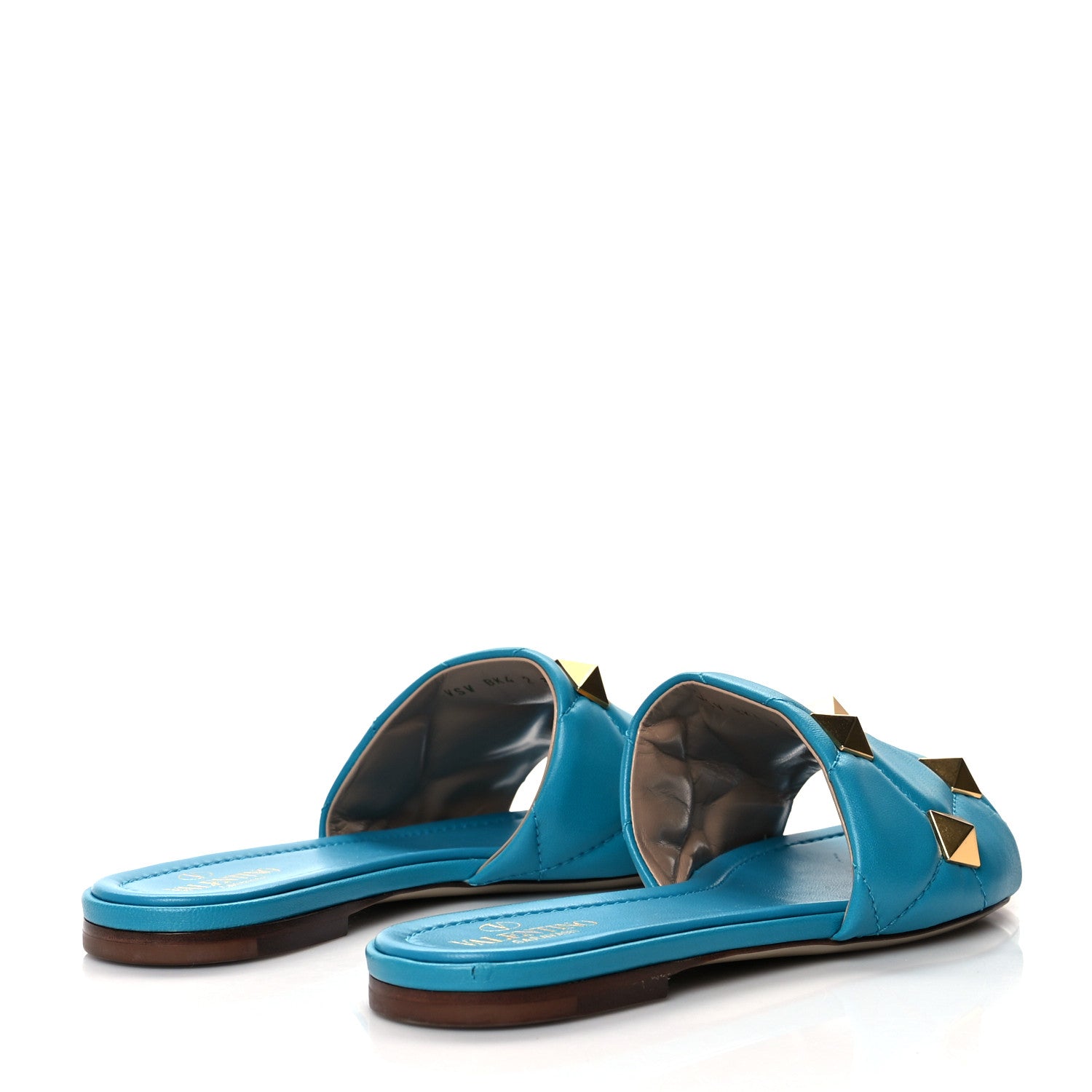 Valentino Garavani Nappa Roman Stud Flat Slide Sandals 39 Sky Fall 4 of 8