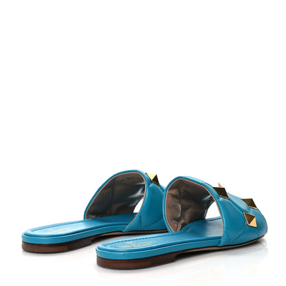 Valentino Garavani Nappa Roman Stud Flat Slide Sandals 39 Sky Fall 4 of 8