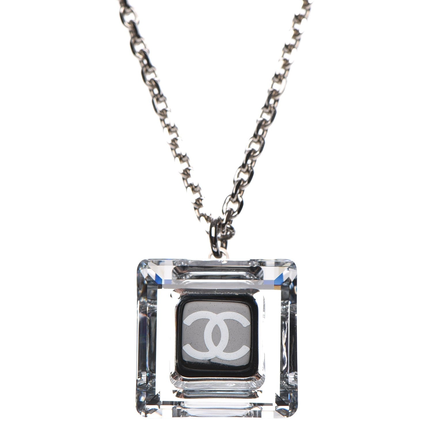 Chanel Crystal CC Square Pendant Necklace 4 of 6