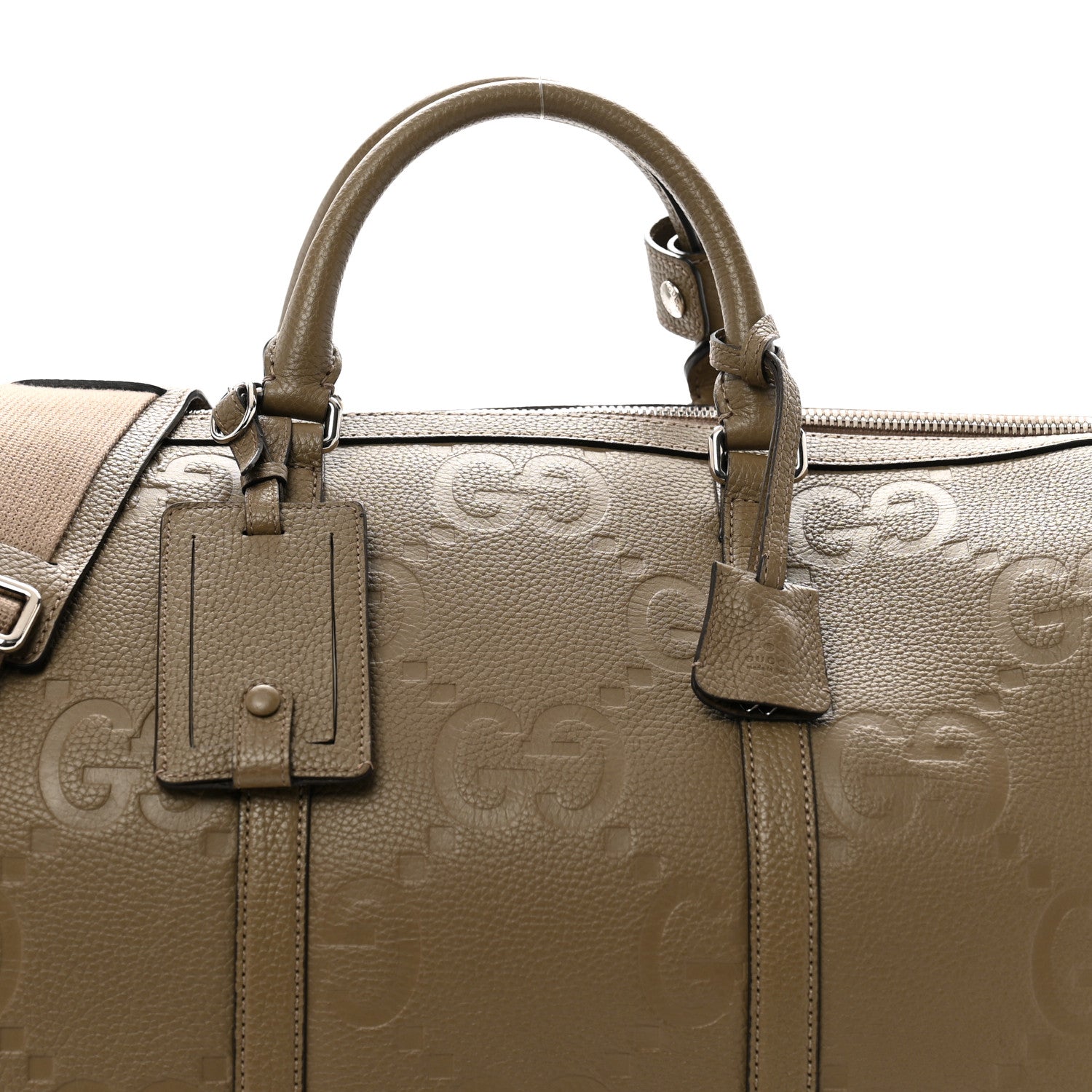 Gucci Piuma Calfskin Jumbo GG Embossed Large Duffle Bag Good Taupe 6 of 14