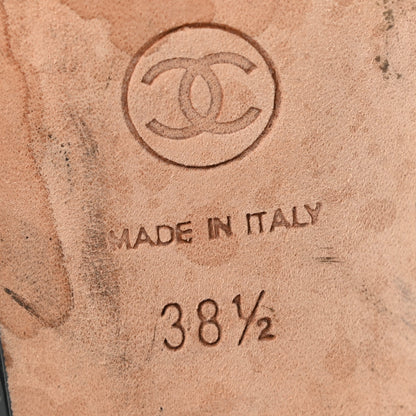 Chanel Patent Silver Cap Toe CC Pumps 38.5 Black 14 of 15