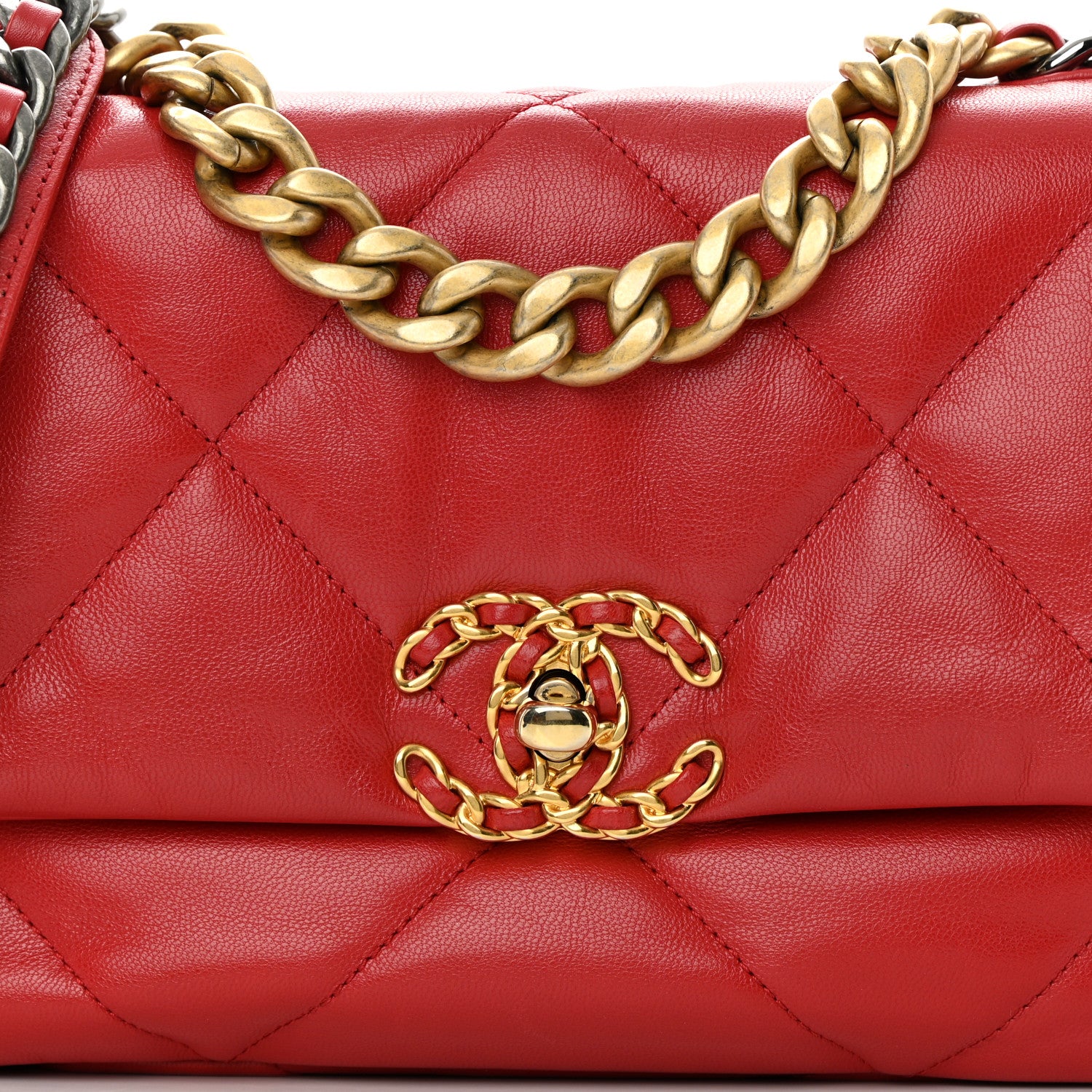 Chanel Goatskin Quilted Medium Chanel 19 Flap Red 8 of 13