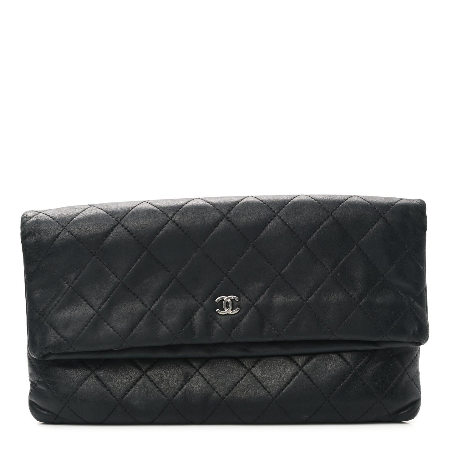 Lambskin Quilted CC Beauty Clutch Black