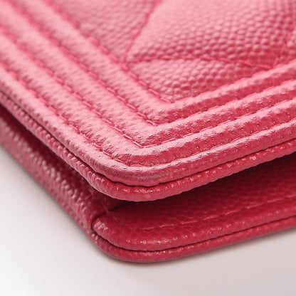 Chanel Caviar Quilted Boy Yen Wallet Fuchsia 11 of 14