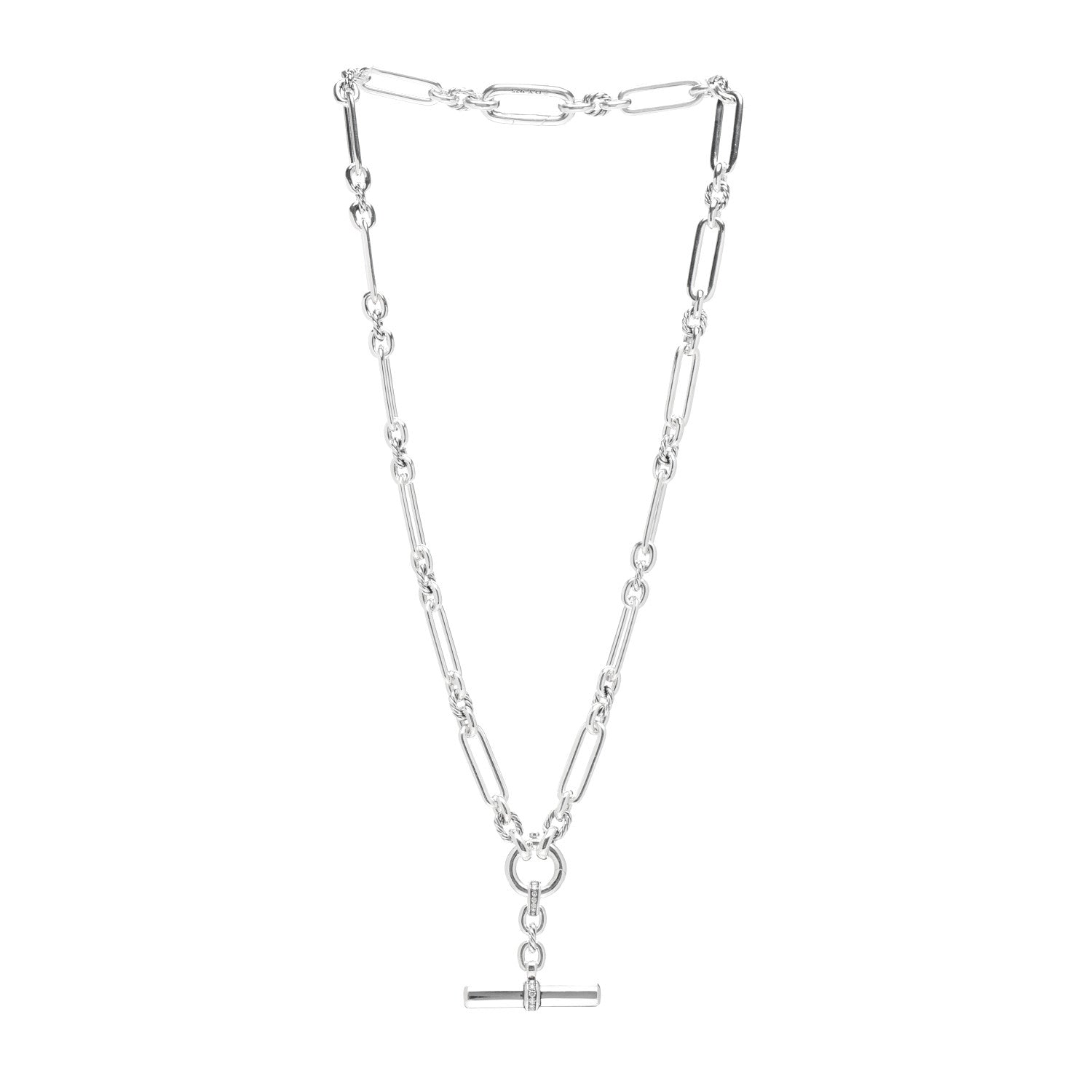 David Yurman Sterling Silver Diamond Lexington Chain Necklace 3 of 4