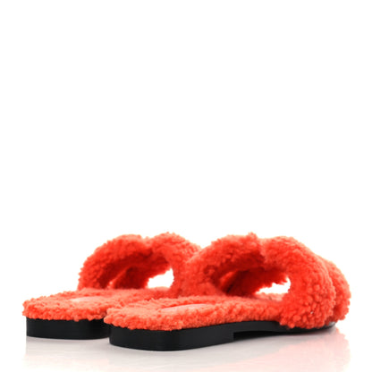 Hermes Woolskin Oran Sandals 37 Orange 4 of 7