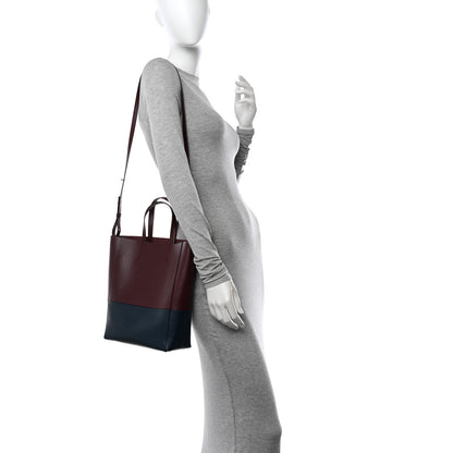 Celine Grained Calfskin Small Vertical Bi-Cabas Navy Burgundy 2 of 10