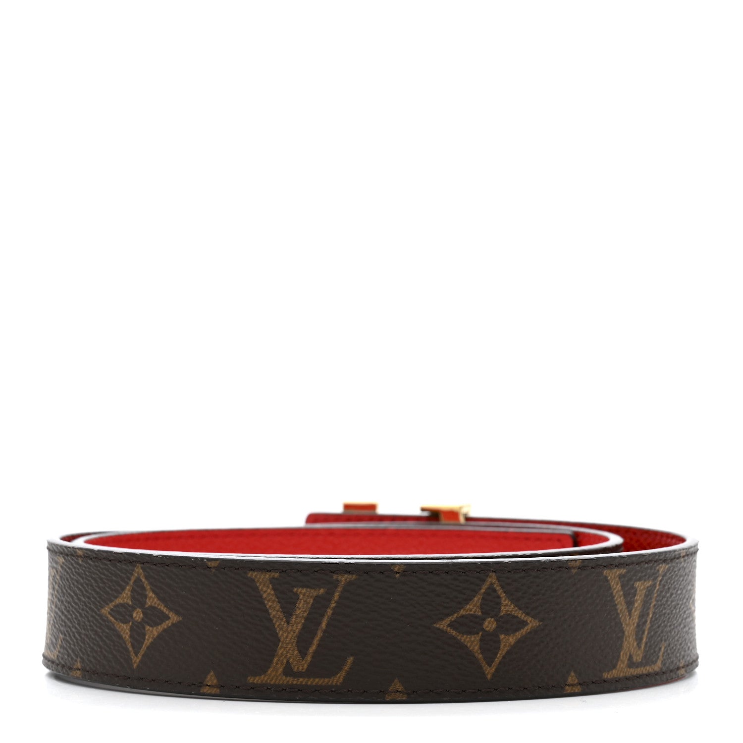 Louis Vuitton Monogram Calfskin LV Initiales Reversible Belt 75 30 Red 2 of 6