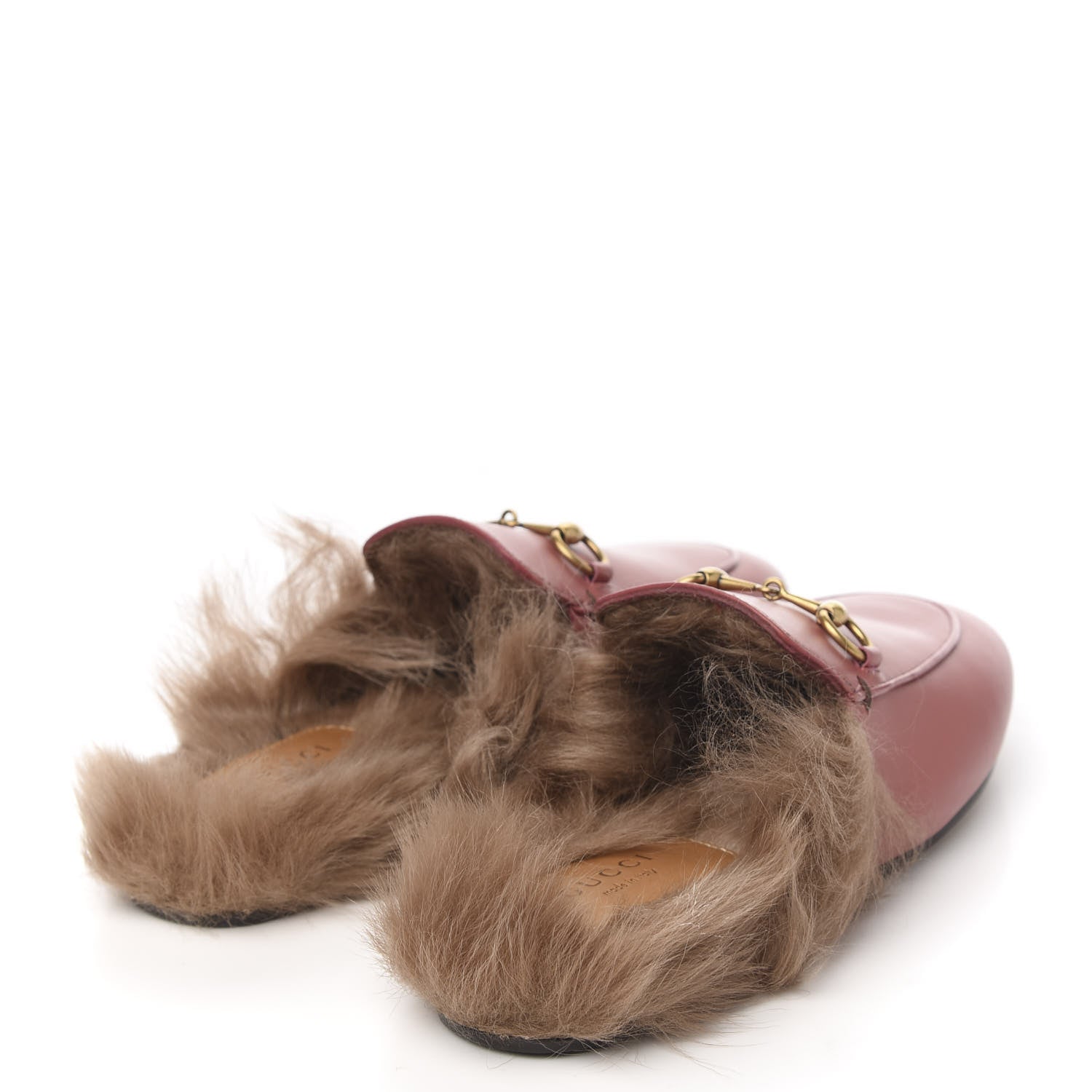 Gucci Calfskin Fur Womens Princetown Slippers 35 Lipstick Rose Natural 4 of 8