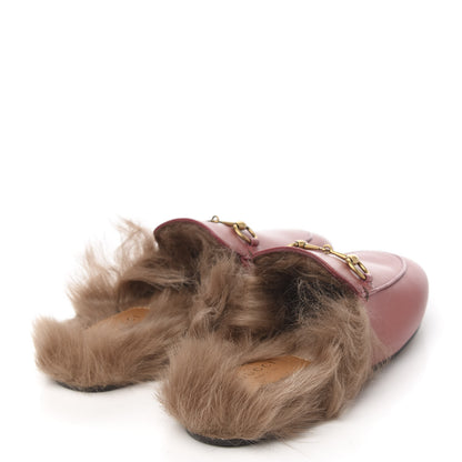 Gucci Calfskin Fur Womens Princetown Slippers 35 Lipstick Rose Natural 4 of 8