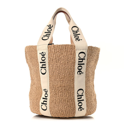 Chloe Raffia Medium Woody Tote White 1 of 7