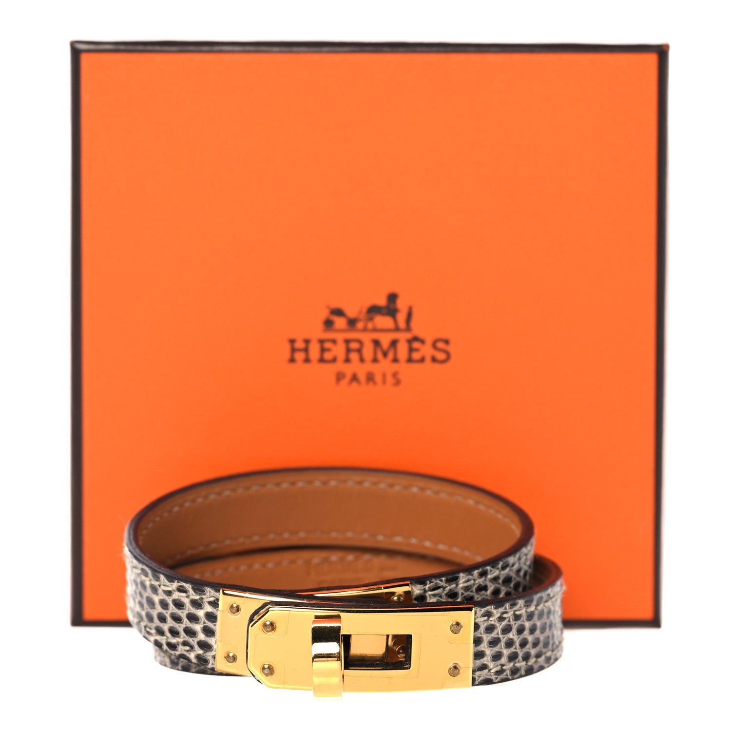Hermes Lizard Kelly Double Tour Bracelet T3 Ombre 6 of 6