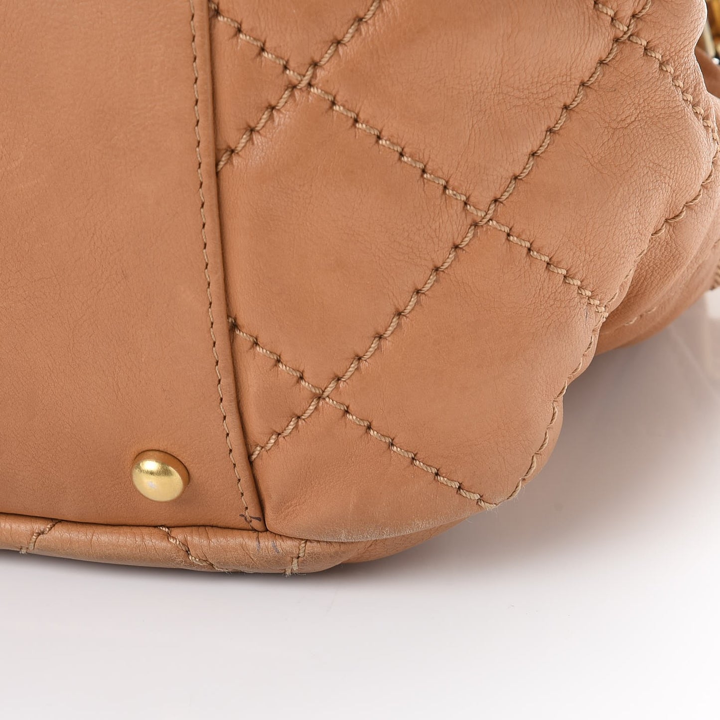 Calfskin Quilted Jumbo Retro Chain Accordion Flap Dark Beige