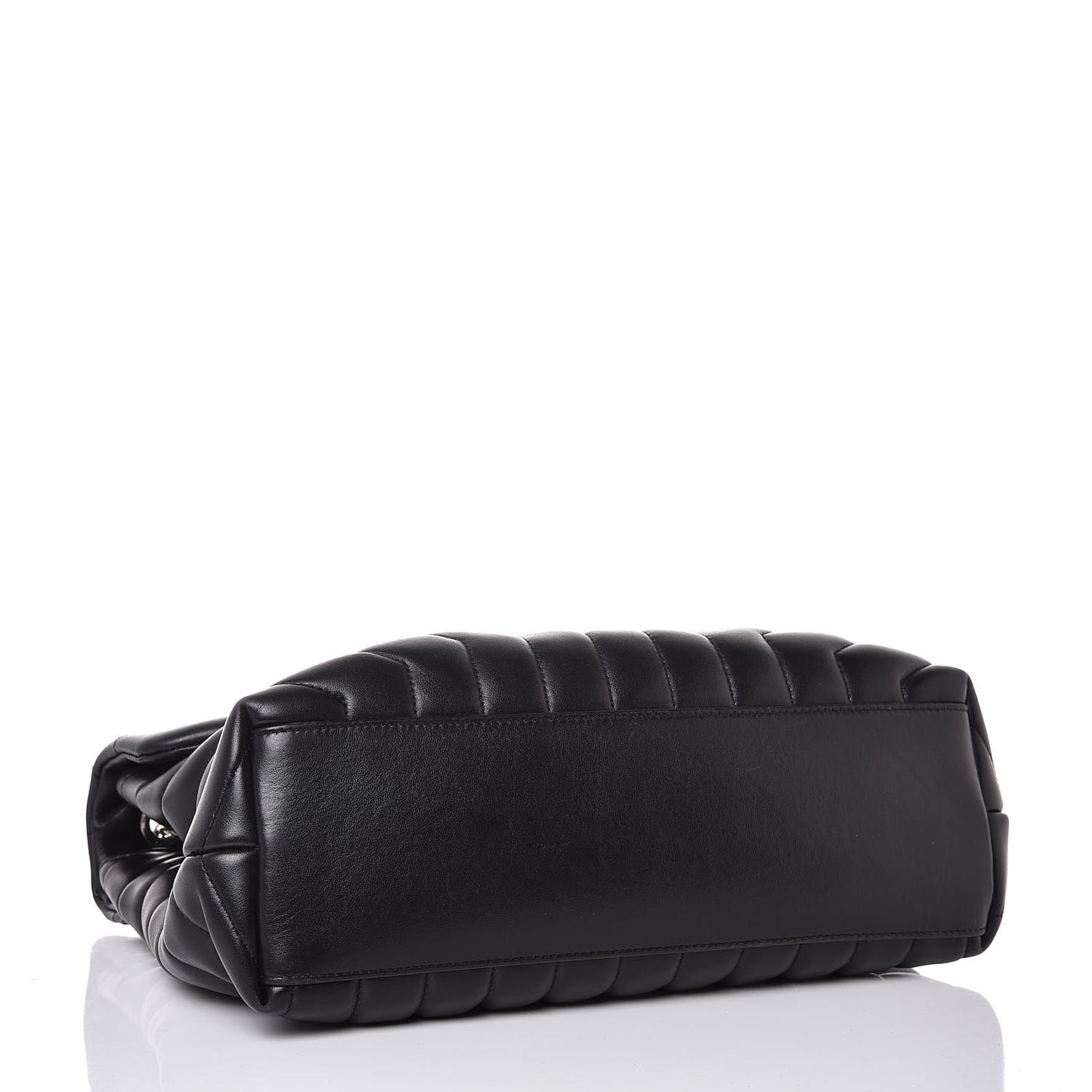 Calfskin Y Quilted Monogram Medium Loulou Chain Satchel Black