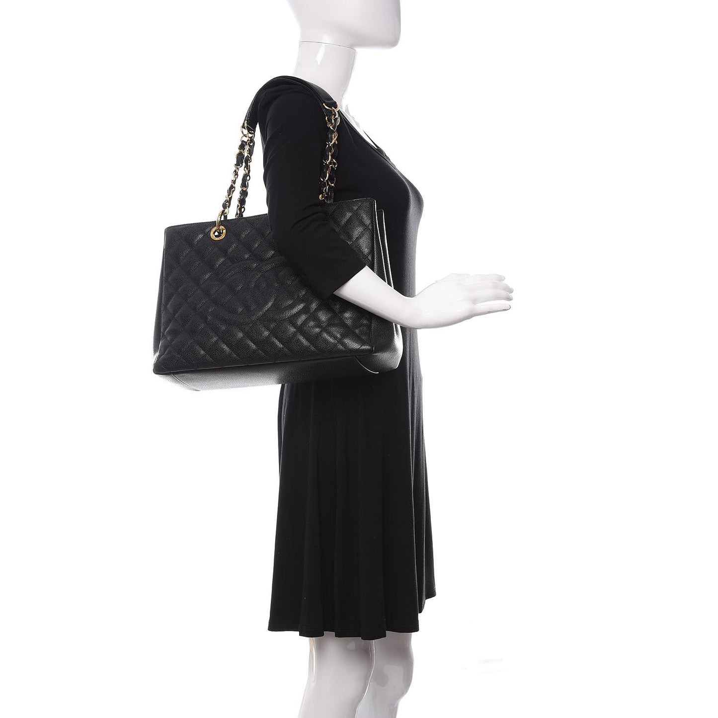 Caviar Quilted Grand Shopping Tote GST Black