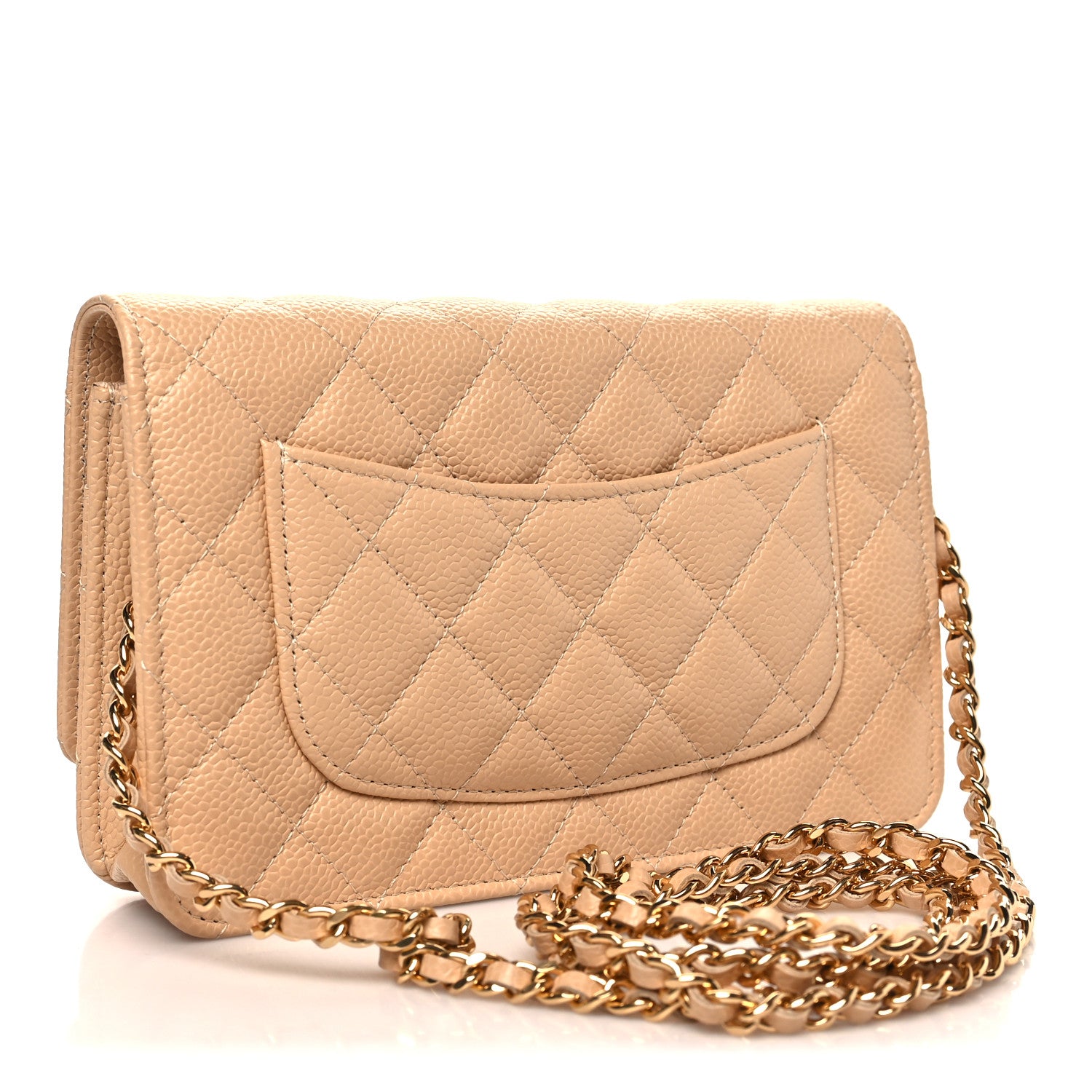 Chanel Caviar Quilted Wallet on Chain WOC Beige 3 of 12