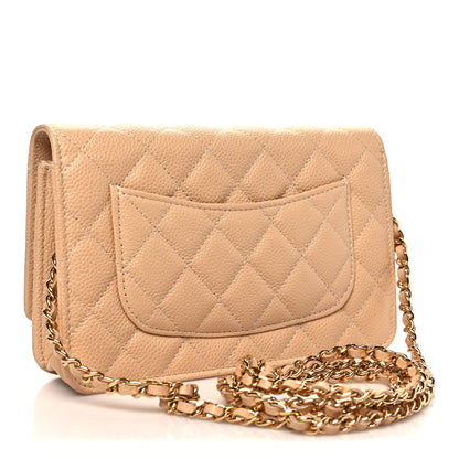 Chanel Caviar Quilted Wallet on Chain WOC Beige 3 of 12