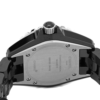 Chanel Stainless Steel Ceramic Diamond Pave Bezel 33mm J12 Quartz Watch Black 4 of 4