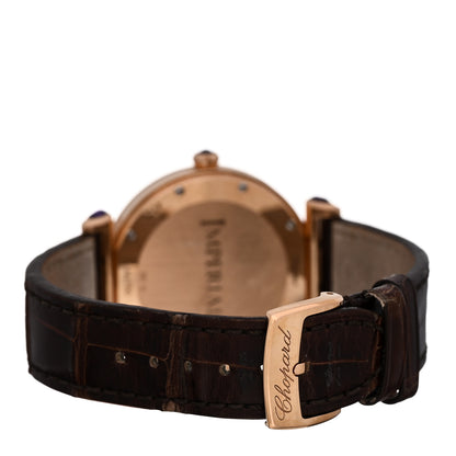 Chopard 18K Rose Gold Alligator 36mm Imperiale Quartz Watch Brown 3 of 4