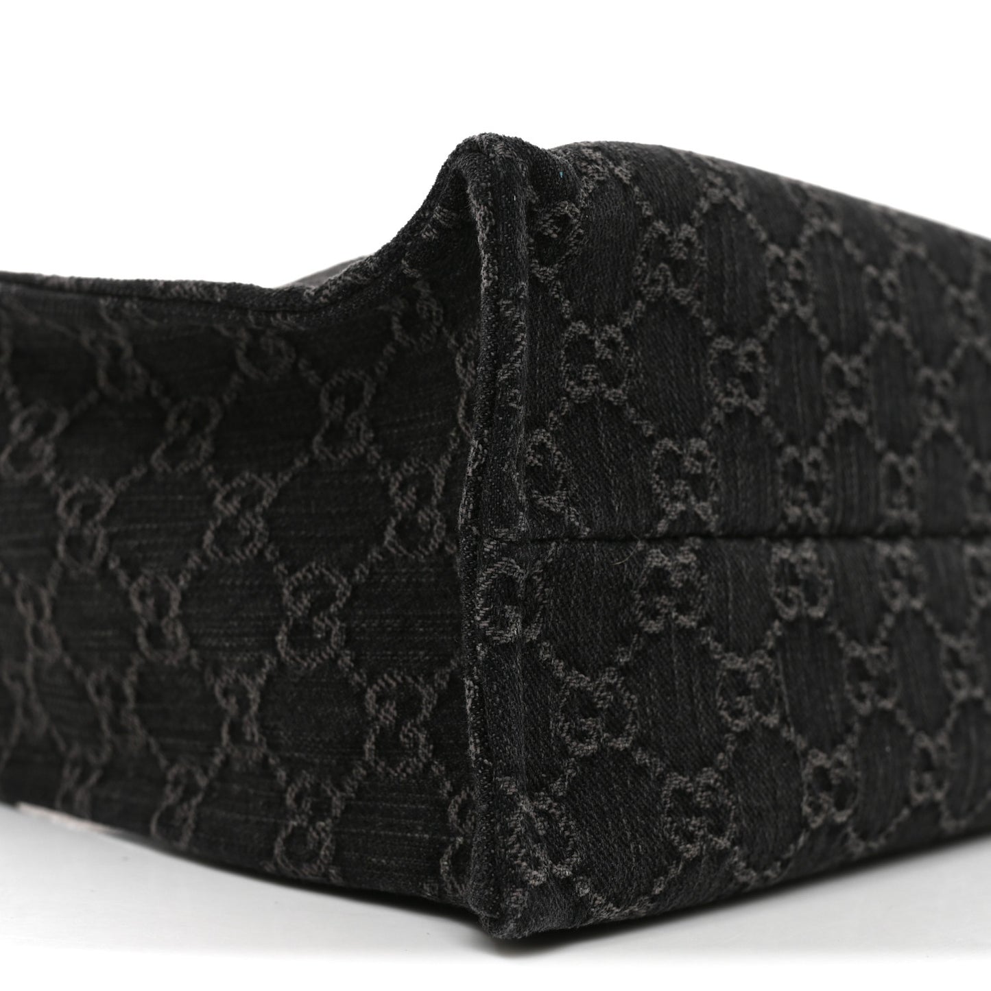 Denim Ophidia GG Monogram Tote Medium Black Grey