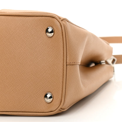 Prada Saffiano Lux Small Bi-Color Galleria Double Zip Tote Talco Natural 10 of 13