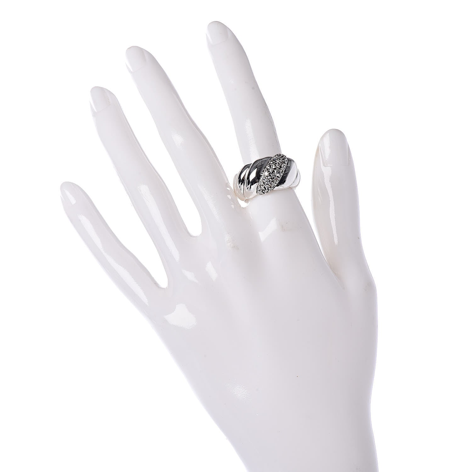 David Yurman Sterling Silver Diamond Sculpted Cable Ring 54 6.75 2 of 5