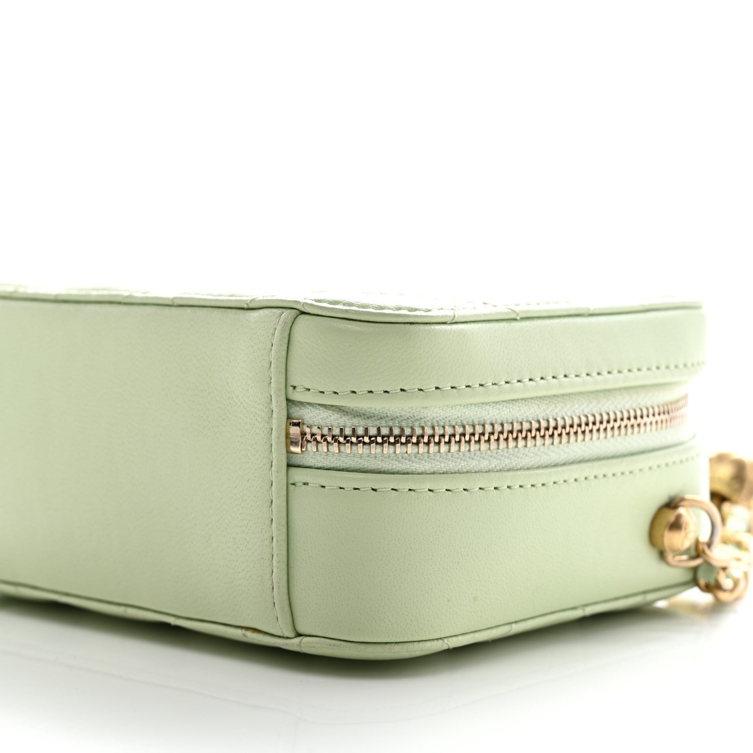 Chanel Lambskin Quilted CC Pearl Crush Camera Case Light Green 10 of 10