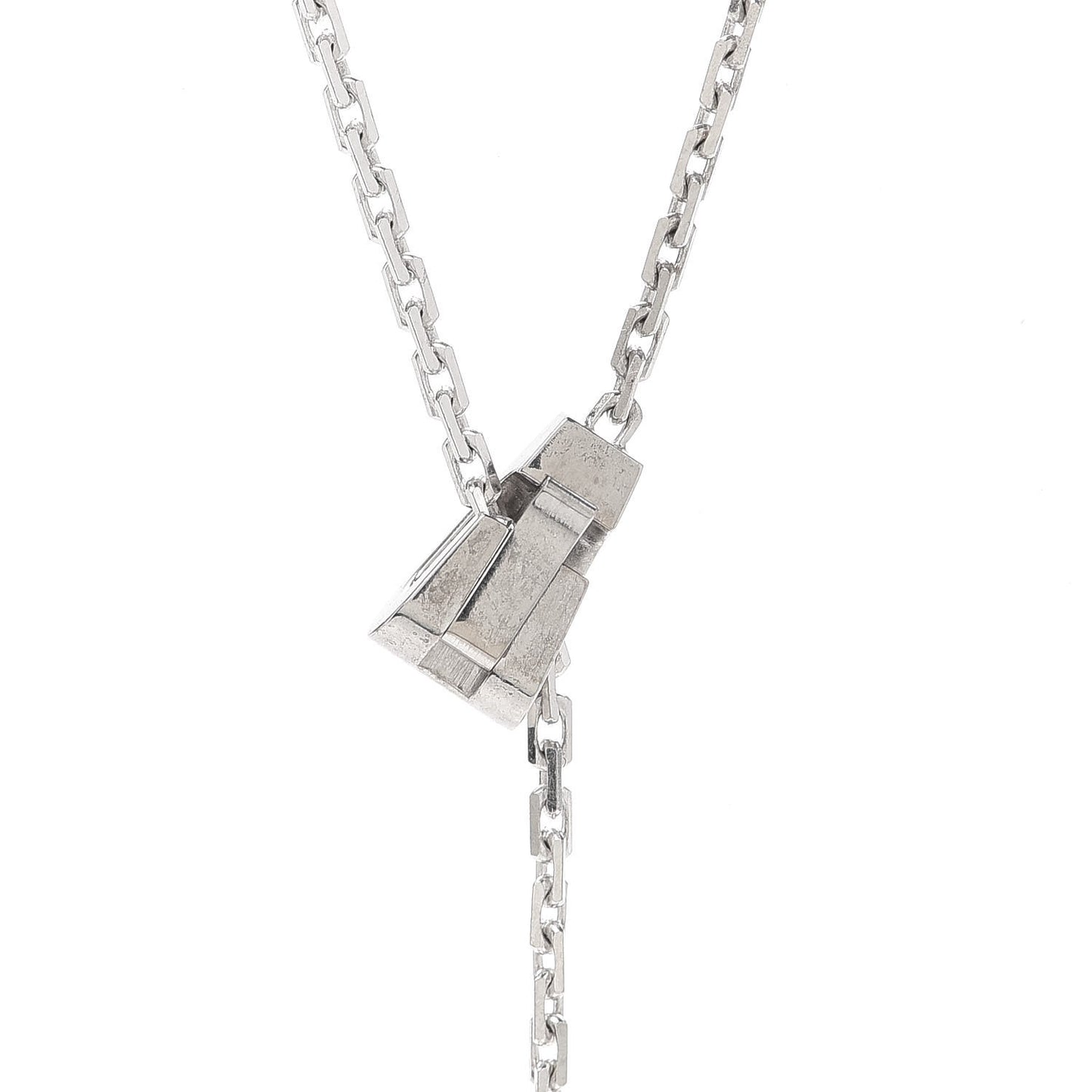 18K White Gold LOVE Lariat Necklace