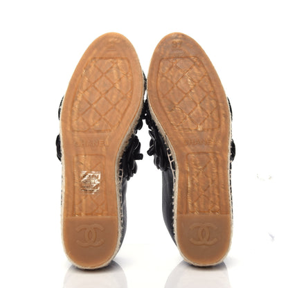 Chanel Lambskin Camellia CC Espadrilles 37 Black 5 of 9