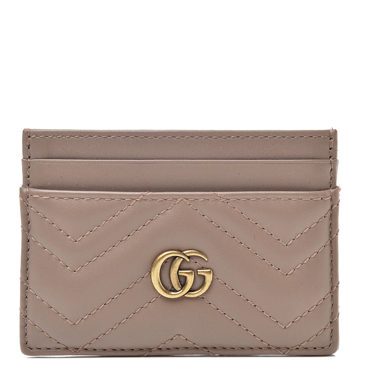 Calfskin Matelasse GG Marmont Card Holder Porcelain Rose