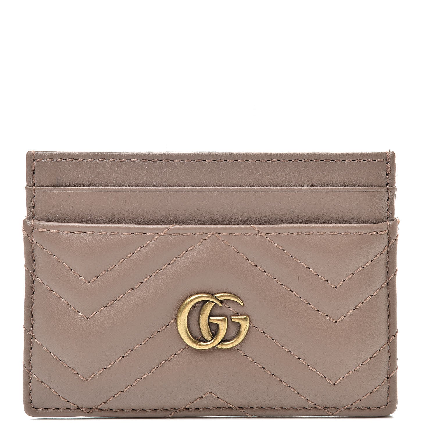 Gucci Calfskin Matelasse GG Marmont Card Holder Porcelain Rose 1 of 6