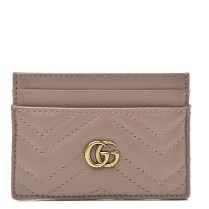 Gucci Calfskin Matelasse GG Marmont Card Holder Porcelain Rose 1 of 6