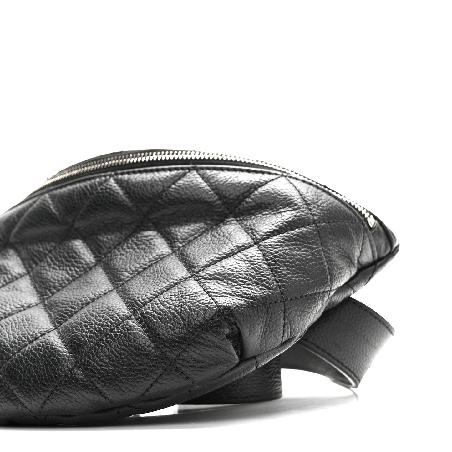Grained Calfskin Quilted Waist Belt Bag Black