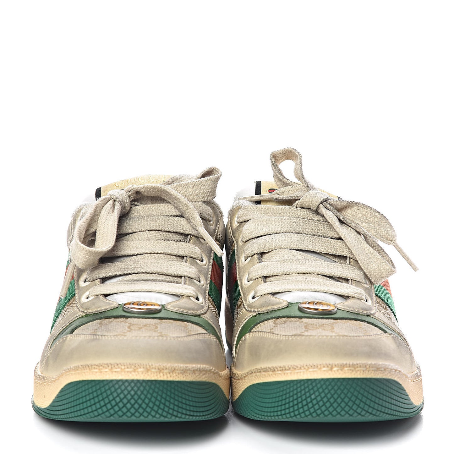 GG Monogram Nubuck Web Womens Screener Sneakers 38.5 New Sand Dusty Milk Vintage Green